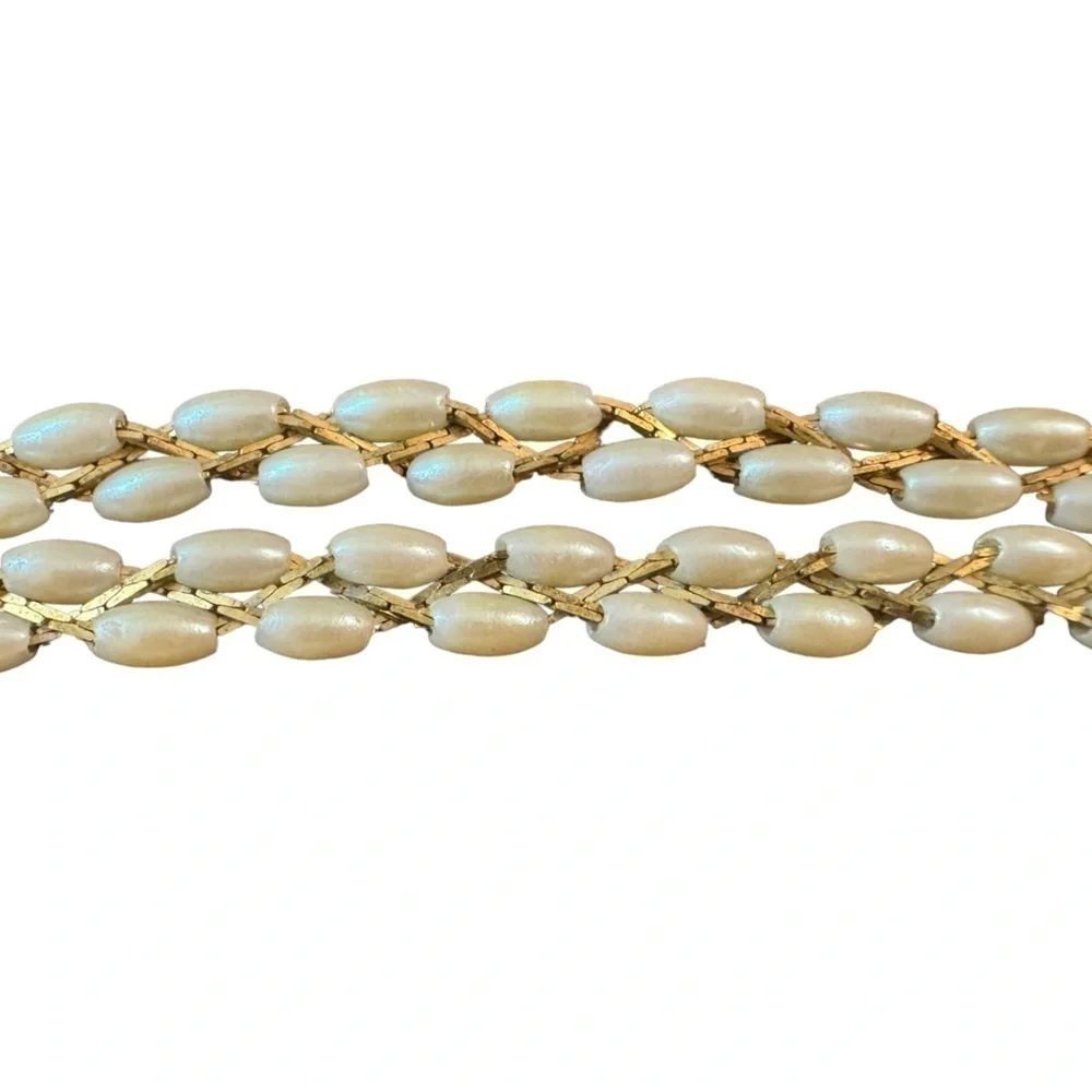 Faux Pearl Gold Tone Necklace 24”